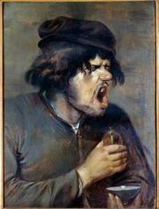 Kötü doktor İlaç içerken tırmanan bir adam. Adrian Brouwer (1605-1638) (ec.flam.) tarafından yapılan boyama 17. yüzyıl Dijon, Musee des Beaux Arts
