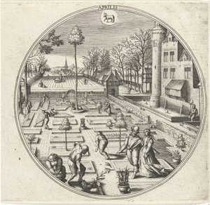 Nisan Aprilis (nesne üzerindeki başlık) On İki Ay (dizi adı) by Adriaen Collaert