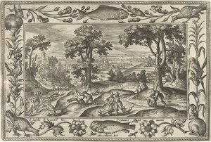 tavşan avı İncil, mitolojik sahneler ve av sahneleri içeren manzaralar (dizi adı) by Adriaen Collaert