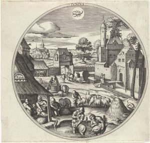 Haziran Jvnivs (nesne üzerindeki başlık) On İki Ay (dizi adı) by Adriaen Collaert