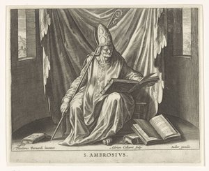 Kilise Peder Ambrosius Dört Kilise Babaları (dizi adı) by Adriaen Collaert