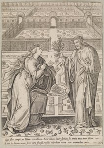 İsa ve gelini Ecclesia, bir bahçede by Adriaen Collaert