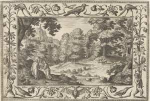 Çölde günaha İncil, mitolojik sahneler ve av sahneleri içeren manzaralar (dizi adı) by Adriaen Collaert