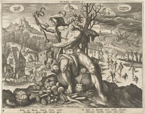 Kış Hiems Aeolos. (nesne üzerindeki başlık) The Four Seasons (dizi başlığı)