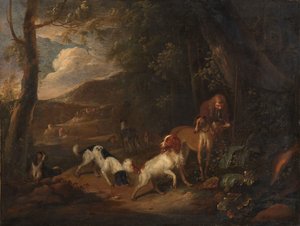 Ormanın Kıyısında Av Köpekleriyle Avcı by Adriaen Cornelisz Beeldemaker
