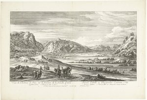 Joux kalesinin görünümü Veuë du Chasteau de Joux sur la frontiere de la franche Comté (nesne üzerindeki başlık) by Adriaen Frans Boudewyns