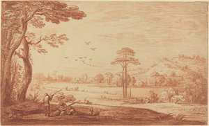 Nehir kenarında dinlenen avcılar by Adriaen Frans Boudewyns