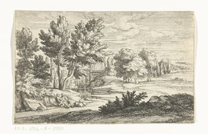 Cenaze anıtı ile manzara by Adriaen Frans Boudewyns