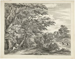 Geyik avı ile manzara by Adriaen Frans Boudewyns