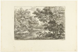 Bir göl ile manzara by Adriaen Frans Boudewyns