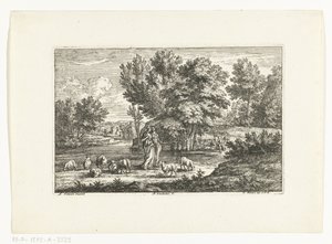 Bir su kenarında iki çoban ile manzara by Adriaen Frans Boudewyns