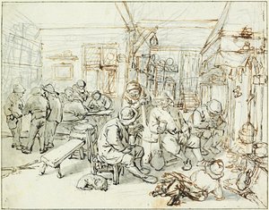 Bir Tavernada Köylüler Şirketi, yaklaşık 1675 by Adriaen Jansz. van Ostade