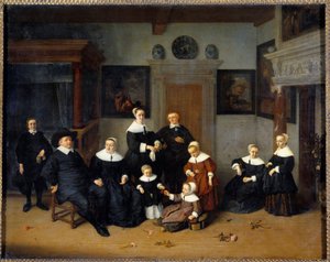 Aile Portresi Tablosu Adrien Van Ostade (1610-1685) (ec.holl.) 1654 Güneş. 0,7x0,88 m - Aile Portresi. Adrien Van Ostade (1610-1685) (Hollanda Okulu) 1654. 0.7 x 0, 88 m. Louvre Müzesi, Paris