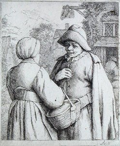 Erkek ve Kadın sohbeti (gravür) by Adriaen Jansz. van Ostade