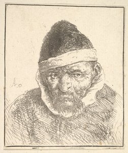 Beyaz Yakalı ve Sivri Şapkalı Yaşlı Adam, 1610-85. by Adriaen Jansz. van Ostade