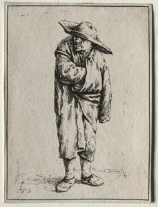 Elinde pelerini olan köylü. by Adriaen Jansz. van Ostade