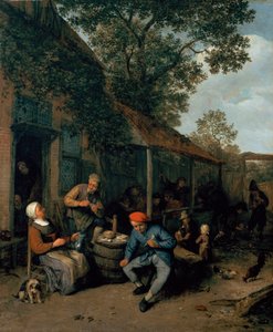 Bir Taverna Dışında Sigara İçen ve Ziyafet Eden Köylüler, 1676 by Adriaen Jansz. van Ostade