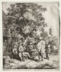 Kemancı ve huysuz çocuk. by Adriaen Jansz. van Ostade
