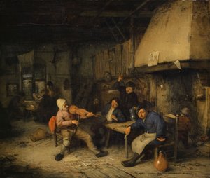 Bir Tavernada Kemancı ve İçki İçen Çiftçiler, 1663 by Adriaen Jansz. van Ostade