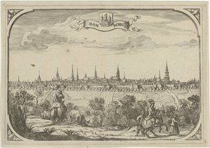 Hamburg şehir manzarası by Adriaen Oudendijck
