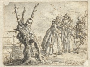 Yaşlı Adam ve Kadın Ölümün İzinden Giderek Gayda Çalıyor by Adriaen Pietersz van de Venne