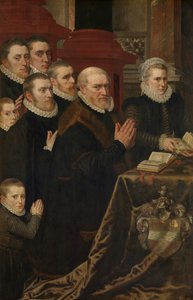 Calvary ve Gillis de Smidt ve Maria de Deckere Ailesi (panel üzerine yağlıboya) by Adriaen Thomasz Key