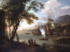 Denizcilik, tüccarlar ve rıhtımlarla bir Akdeniz limanının capriccio