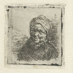 Gülümseyen bir çiftçinin karısının büstü by Adriaen van Ostade