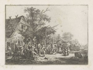 Bir hanın önünde dans eden köylüler by Adriaen van Ostade