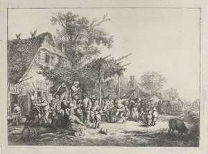 Bir hanın önünde dans eden köylüler by Adriaen van Ostade