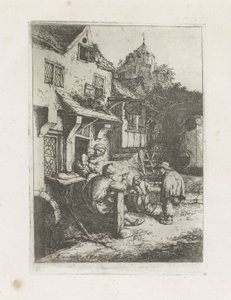 Bir han için kavisli kemancı by Adriaen van Ostade