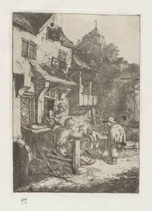 Bir han için kavisli kemancı by Adriaen van Ostade