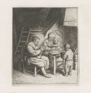 Aile yemekten önce dua ediyor by Adriaen van Ostade