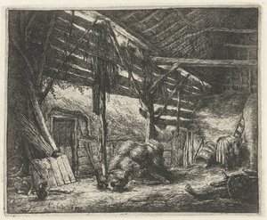 Bir saman ahırının içi saman ahırı by Adriaen van Ostade