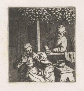 Çocuk bir oyuncak bebek için ulaşır by Adriaen van Ostade