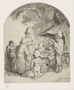 Quack mallarını satıyor by Adriaen van Ostade