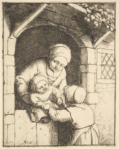 Annesinin Kucağında Bir Bebekle Oynayan Küçük Kız, 1610-85.