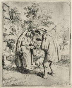 erkek ve kadın, konuşuyor by Adriaen van Ostade