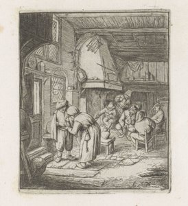 Adam bir handa bir kadına para ödüyor by Adriaen van Ostade