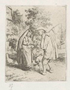 Erkek ve kadın konuşmada by Adriaen van Ostade