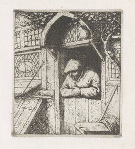 Adam bir alt kapıya yaslanır by Adriaen van Ostade
