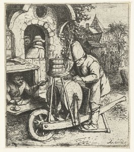 Bir kunduracıda iş yerinde bıçak bileyici Bıçak Bileyici by Adriaen van Ostade