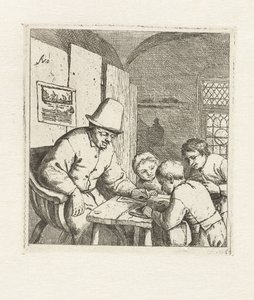 Masada üç öğrenci ile okul müdürü Okul by Adriaen van Ostade