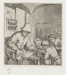 Masada üç öğrenci ile okul müdürü by Adriaen van Ostade
