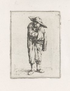 Pelerinin içinde el ile ayakta çiftçi by Adriaen van Ostade