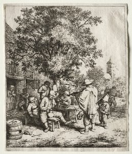 kemancı ve huysuz çocuk by Adriaen van Ostade