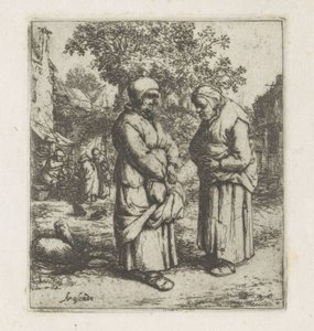 Konuşmada iki yaşlı kadın iki dedikoducu by Adriaen van Ostade