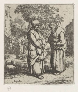Konuşmada iki yaşlı kadın by Adriaen van Ostade