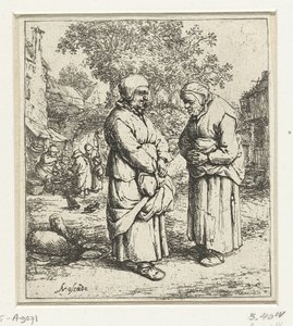 Konuşmada iki yaşlı kadın by Adriaen van Ostade
