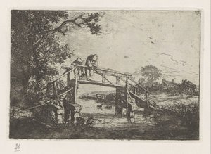 Bir köprüde iki balıkçı by Adriaen van Ostade